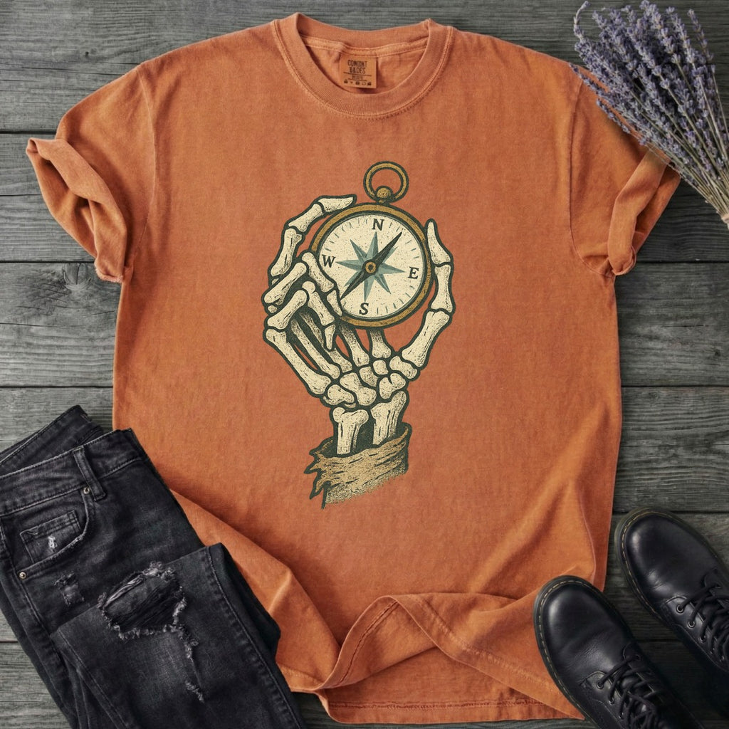 Nautical Compass Skeleton Hand T-Shirt