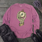 Nautical Compass Skeleton Hand Long Sleeve T-Shirt