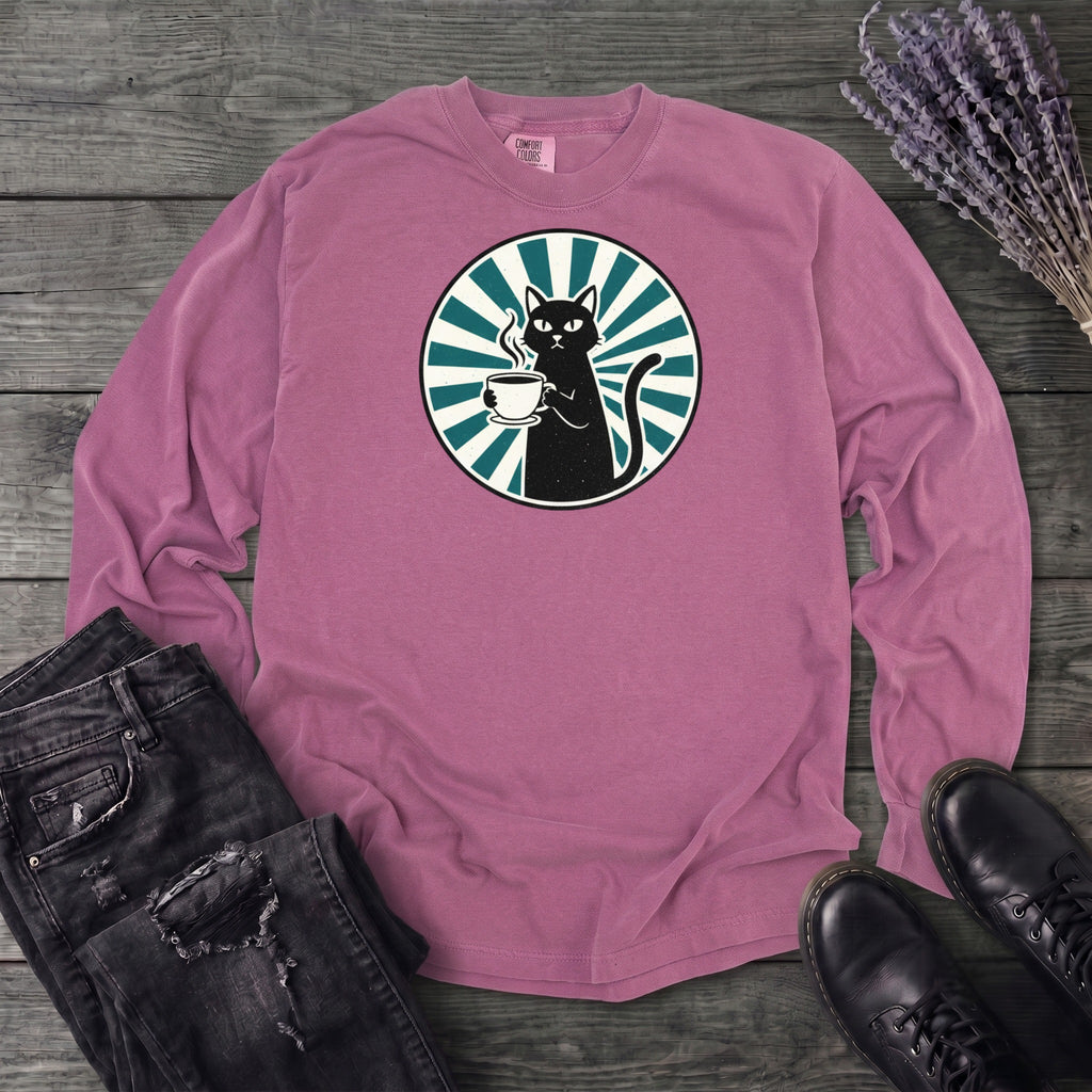 Black Cat Coffee Long Sleeve T-Shirt