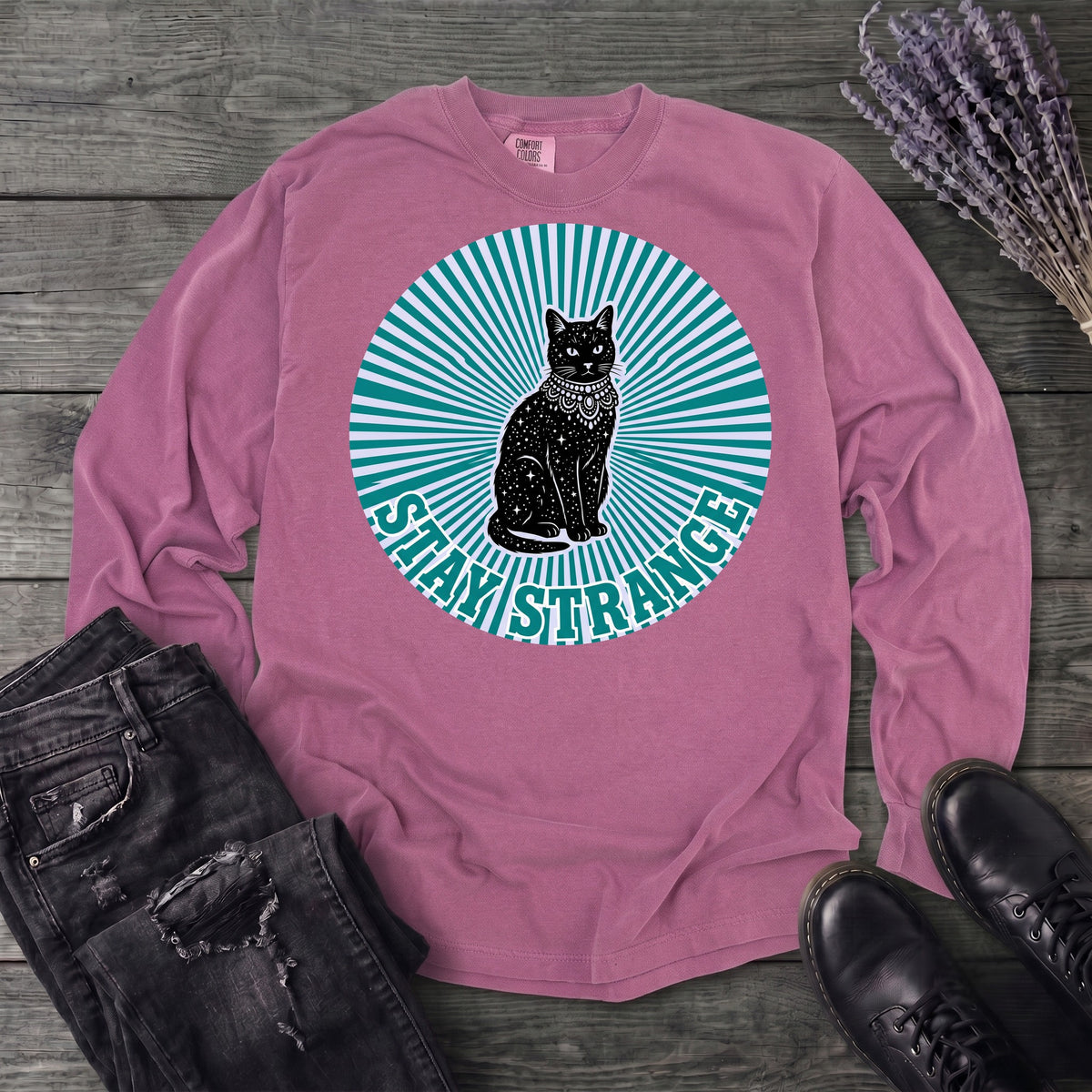 stay strange celestial cat Long Sleeve T-Shirt