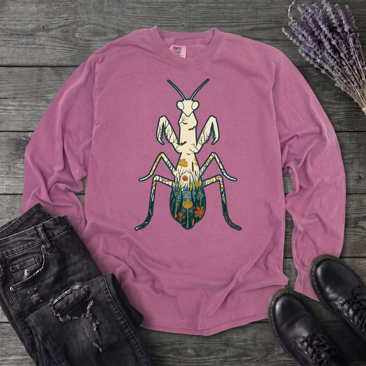 Mantis Silhouette Long Sleeve T-Shirt