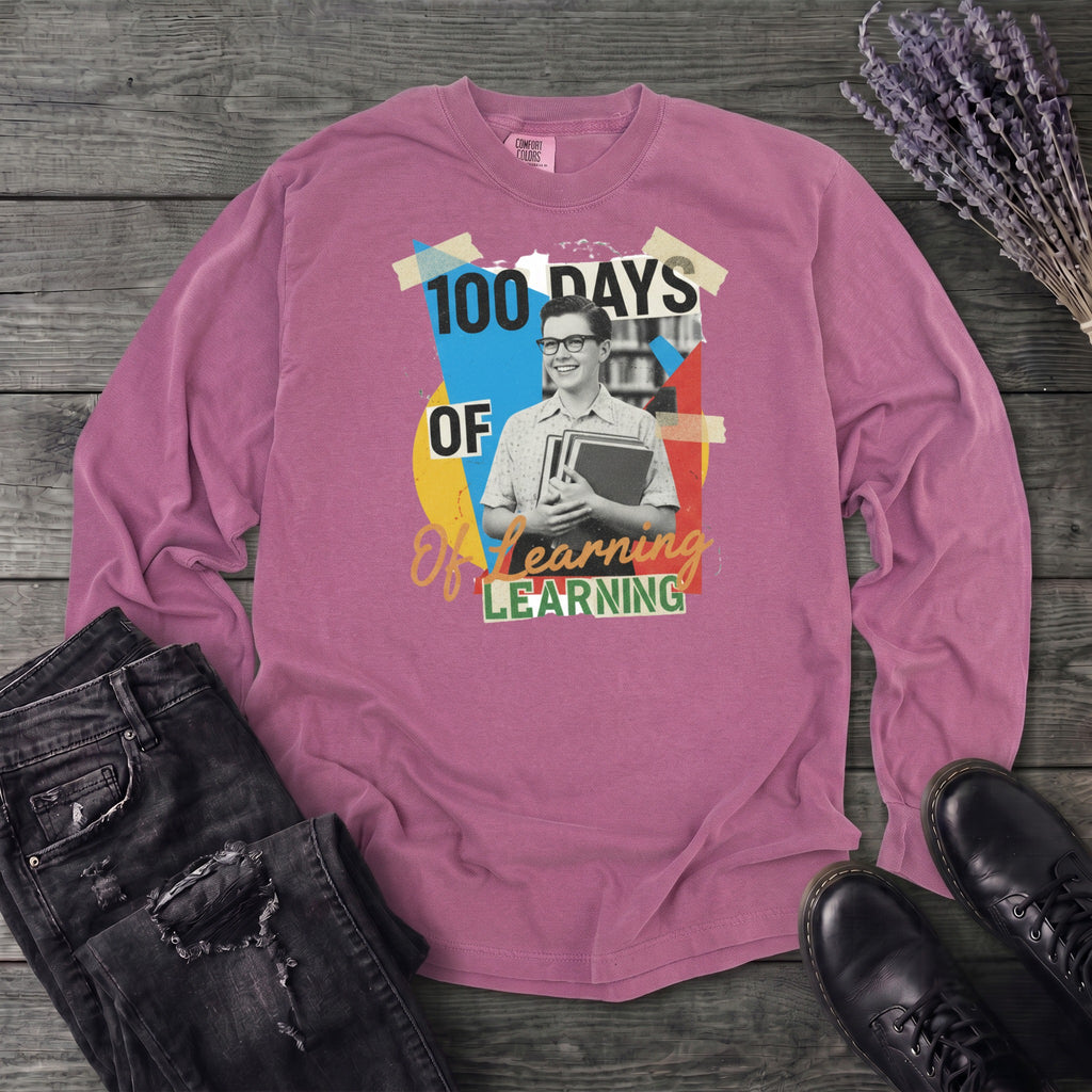 Old School 100 Days Of Learning Long Sleeve T-Shirt