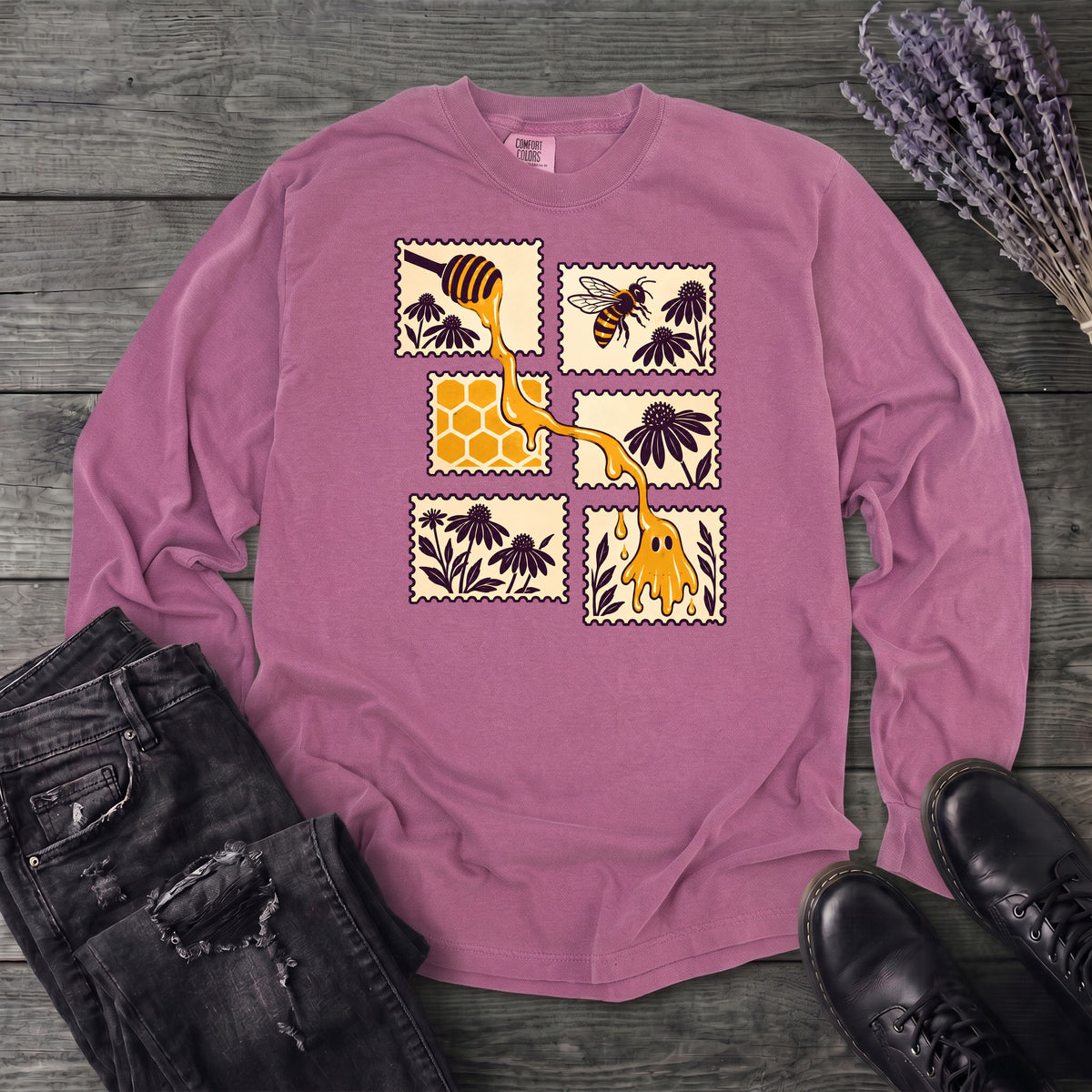 Honey Ghost Stamps Long Sleeve T-Shirt