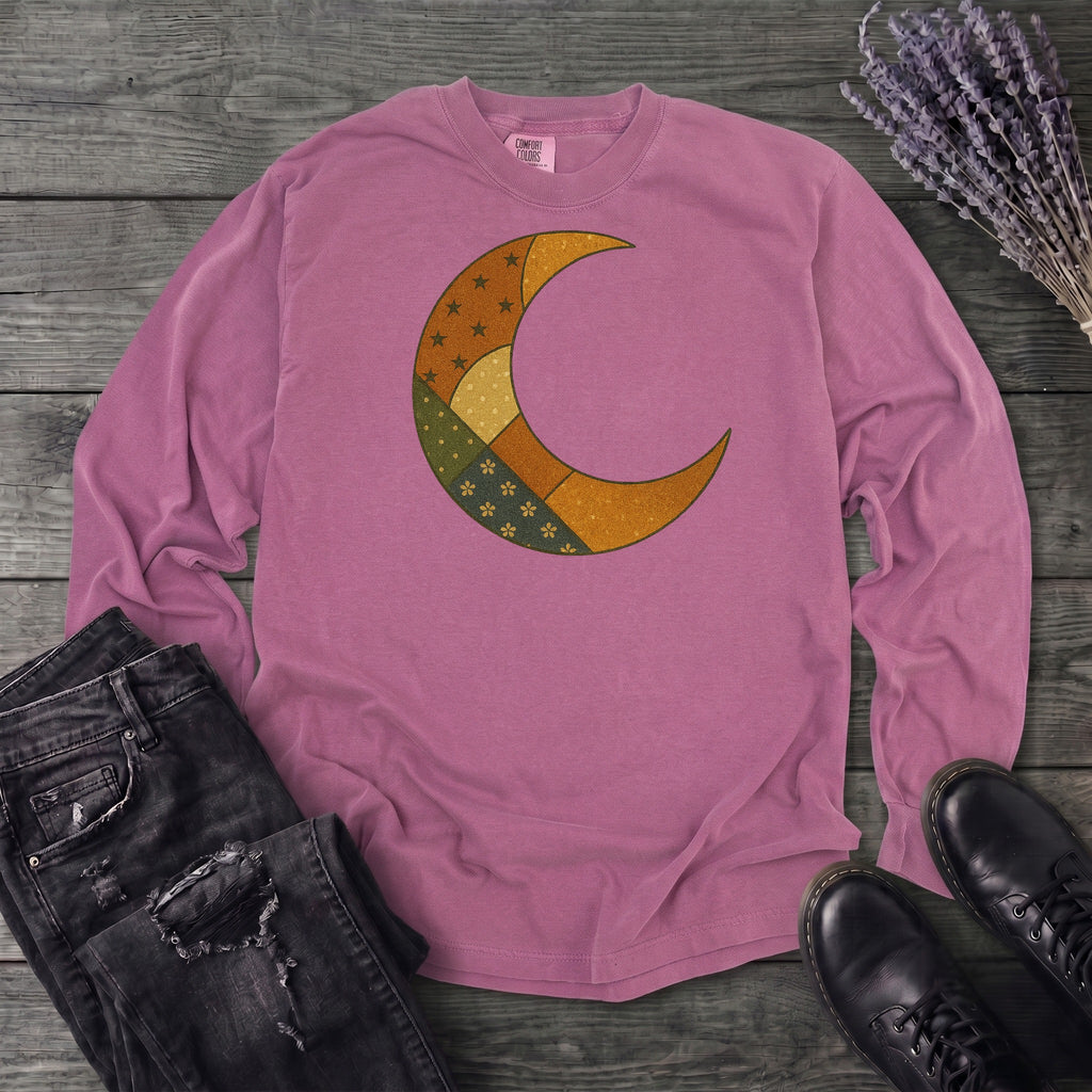 Patchwork Crescent Moon Long Sleeve T-Shirt