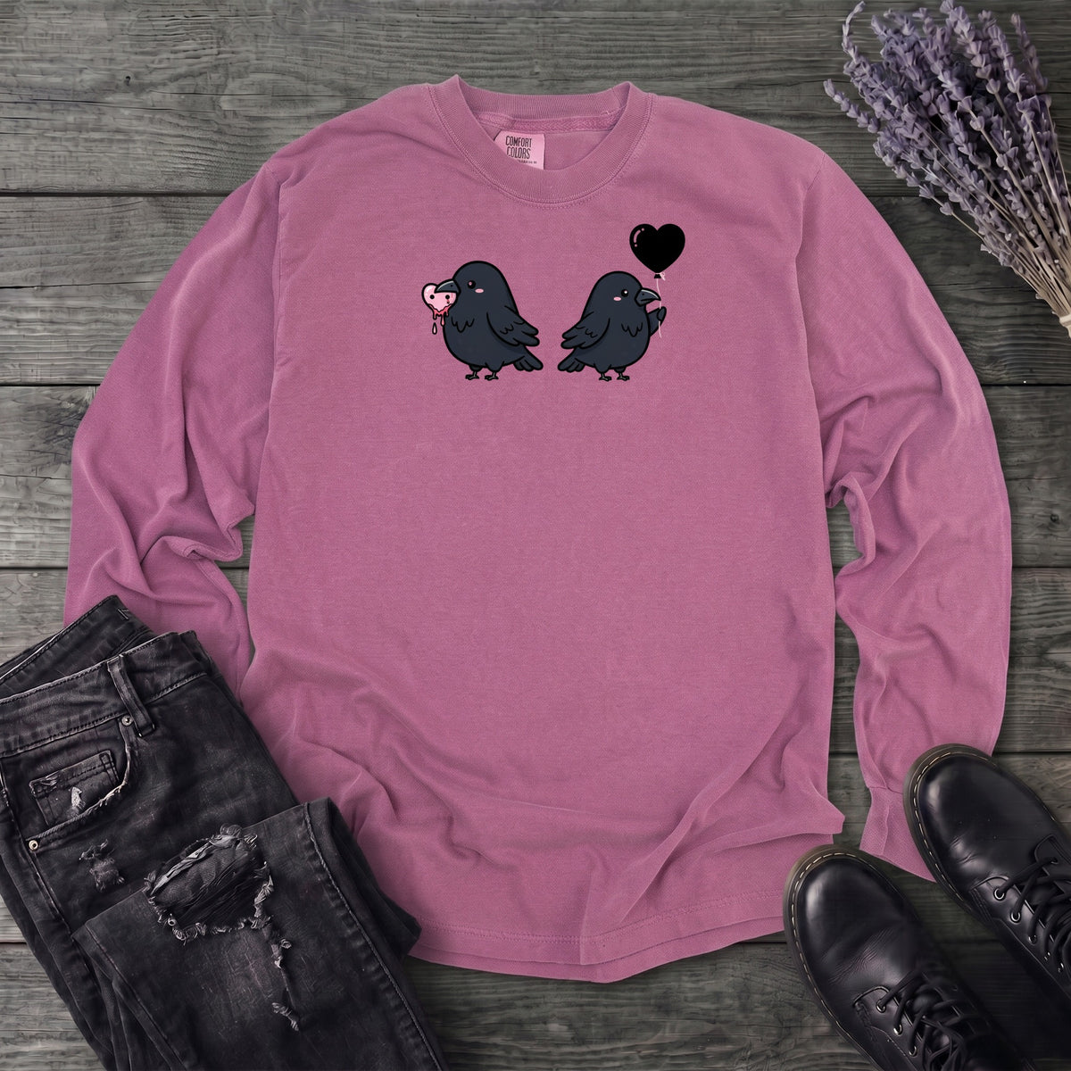 Cute Crow Couple Long Sleeve T-Shirt