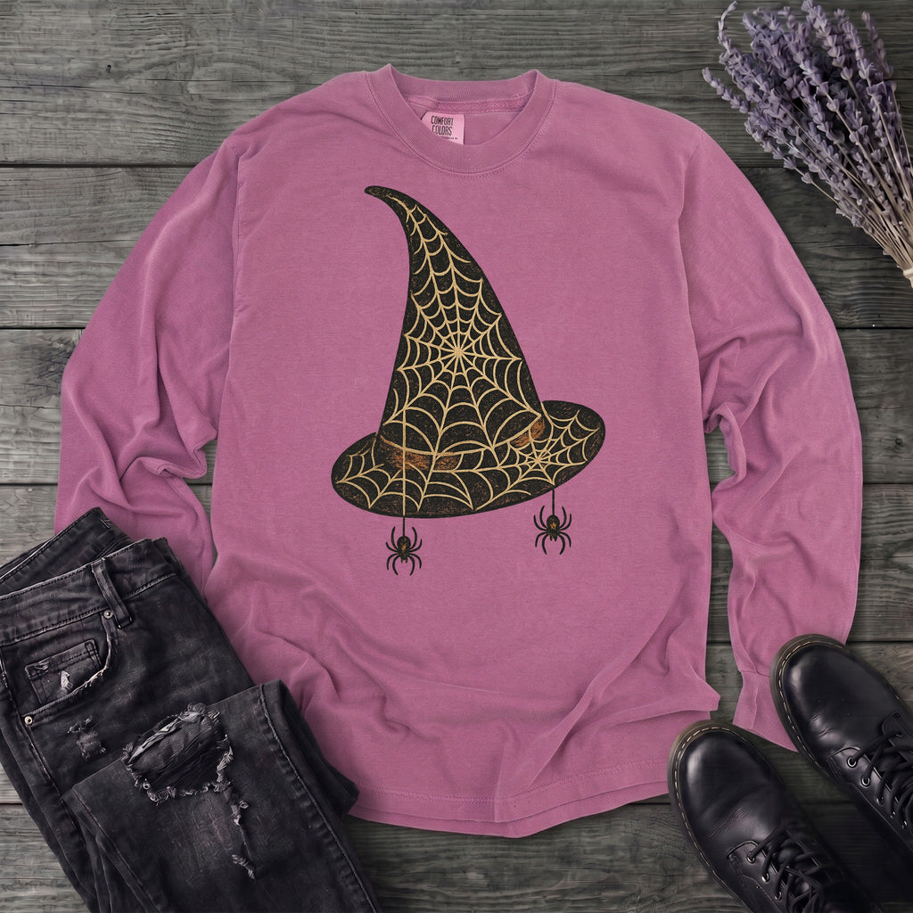 Spiderweb Witch Hat Long Sleeve T-Shirt