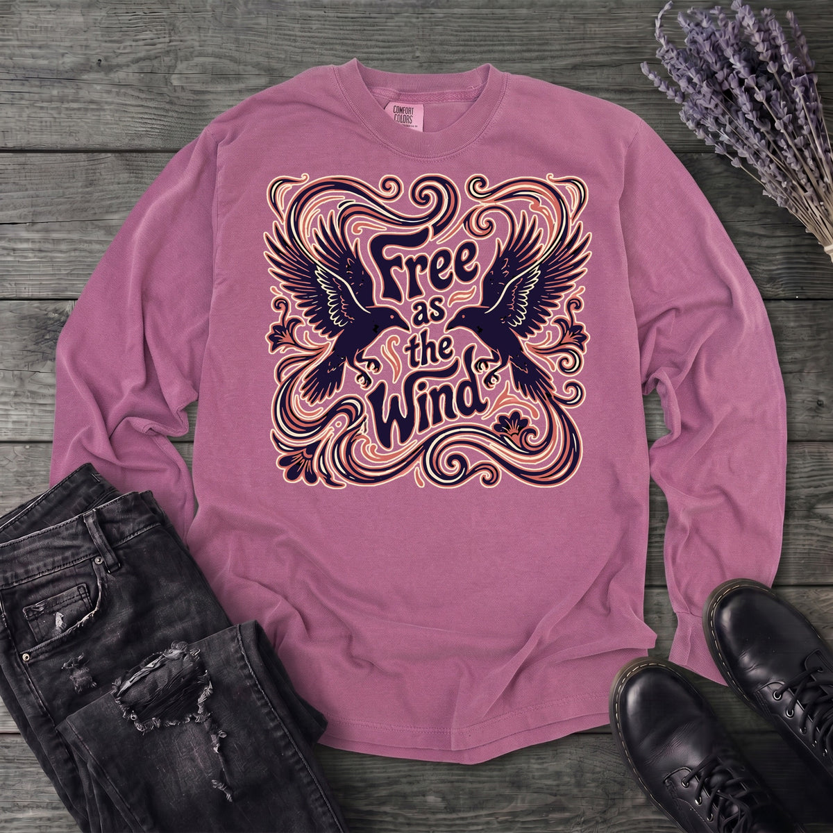 Free As The Wind Crows Long Sleeve T-Shirt