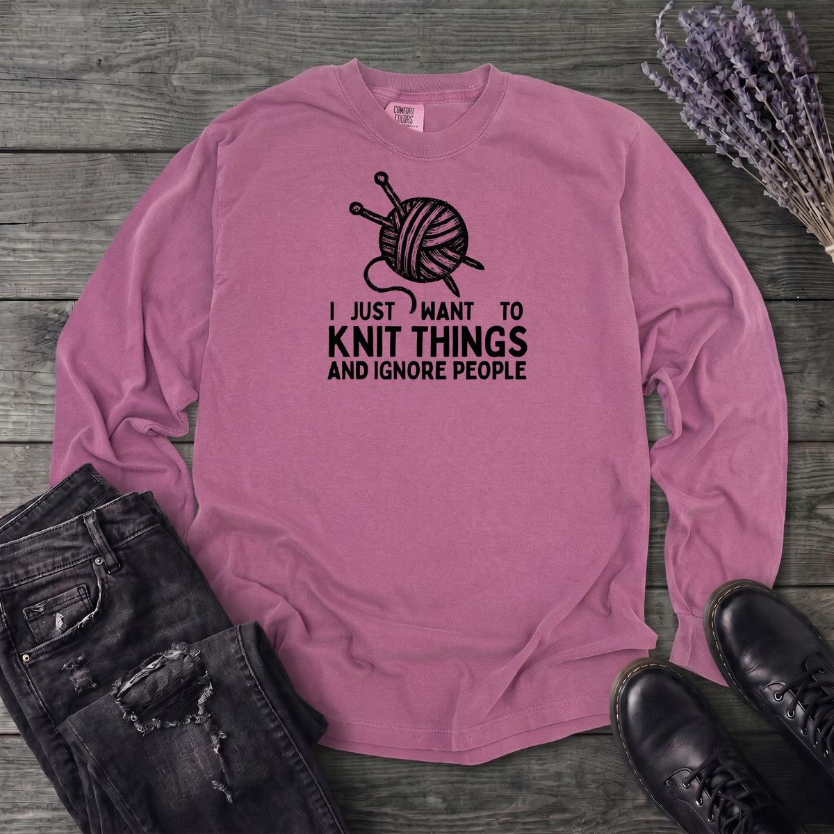 Knit Things And Ignore People Long Sleeve T-Shirt