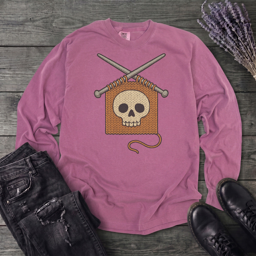 Knit Skull Long Sleeve T-Shirt