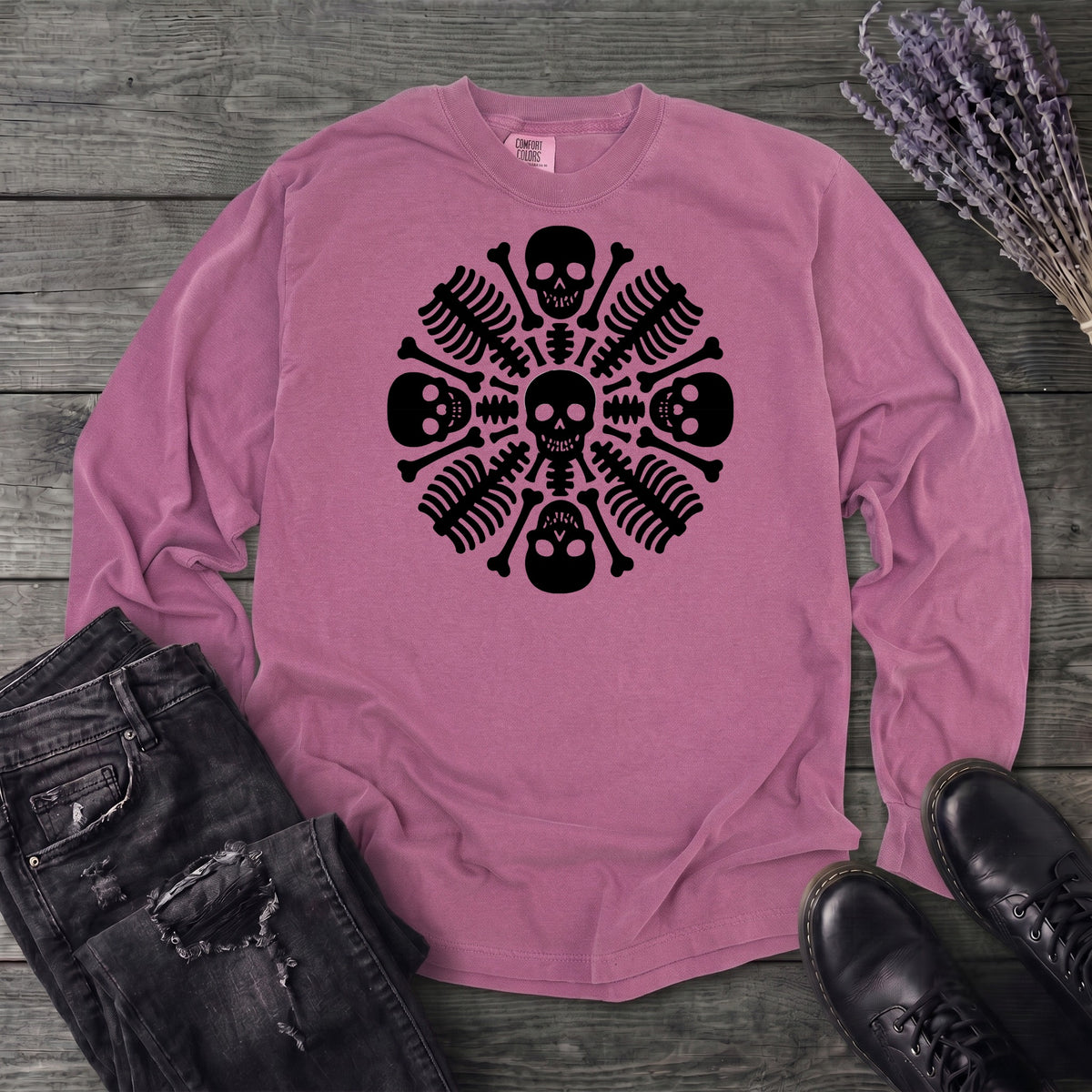 skeleton mandala Long Sleeve T-Shirt