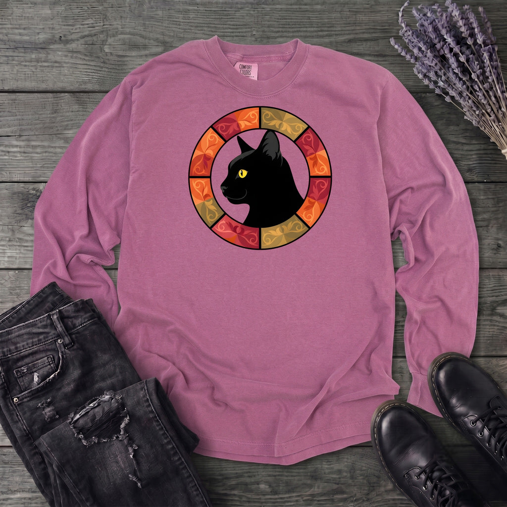 Black Cat Autumn Medallion Long Sleeve T-Shirt
