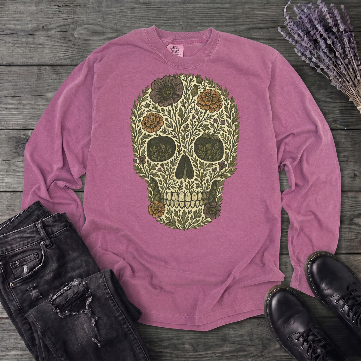 Wildflower Skull Long Sleeve T-Shirt