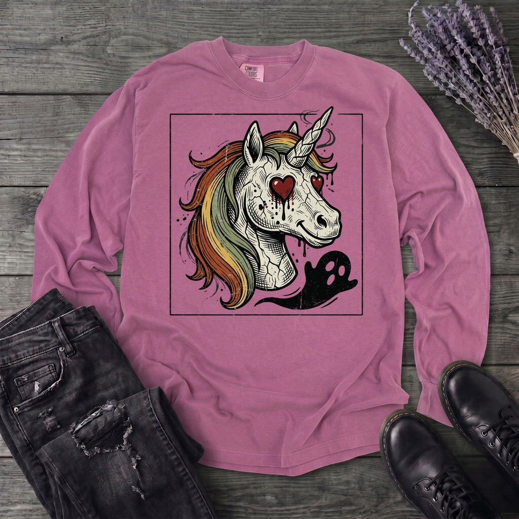 grunge zombie unicorn Long Sleeve T-Shirt