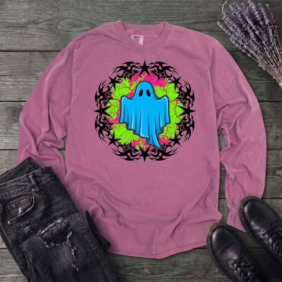 Grunge Star Ghost Long Sleeve T-Shirt