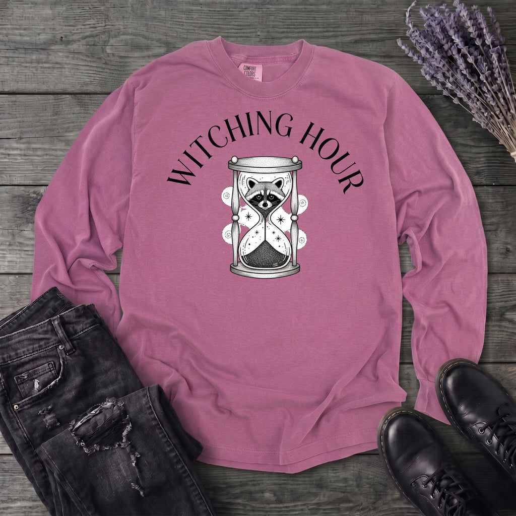 Witching Hour Raccoon Hourglass Long Sleeve T-Shirt