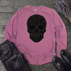 Black Rose Skull Long Sleeve T-Shirt