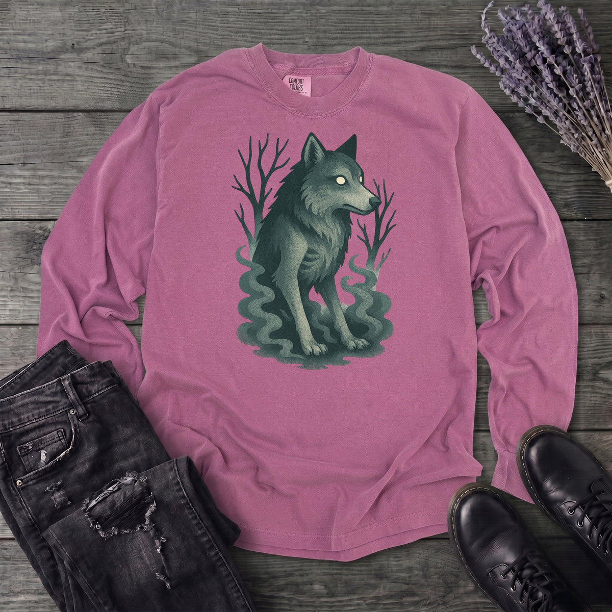 Woodland Spirits Wolf Long Sleeve T-Shirt