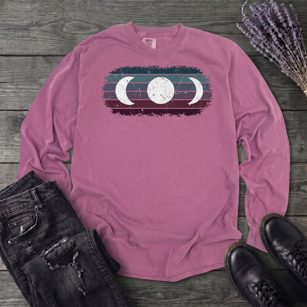 Grunge Moon Phase Trio Long Sleeve T-Shirt