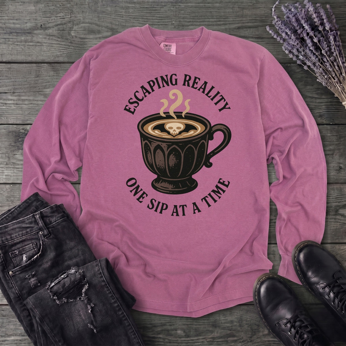 Escaping Reality One Sip At A Time Long Sleeve T-Shirt