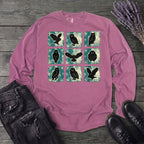 Grunge Owl Grid Long Sleeve T-Shirt