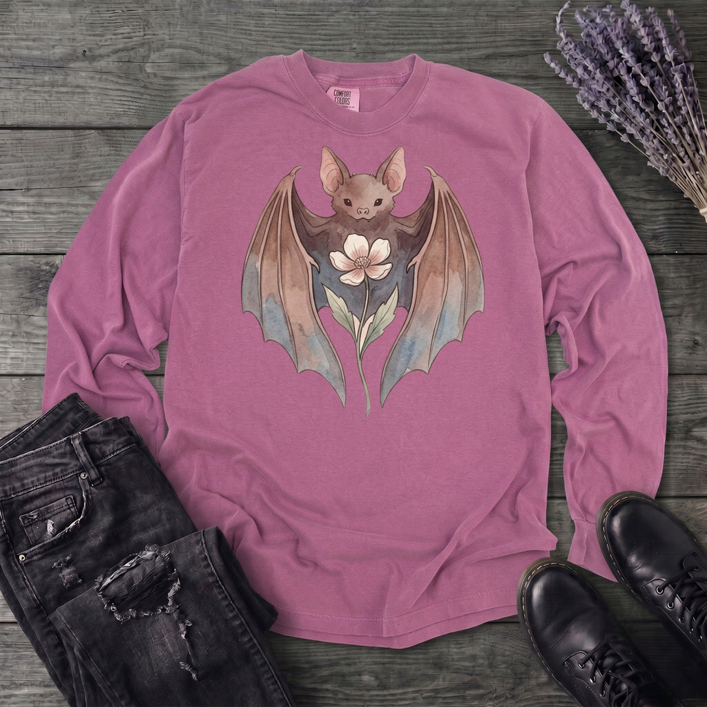 Watercolor Bat Long Sleeve T-Shirt
