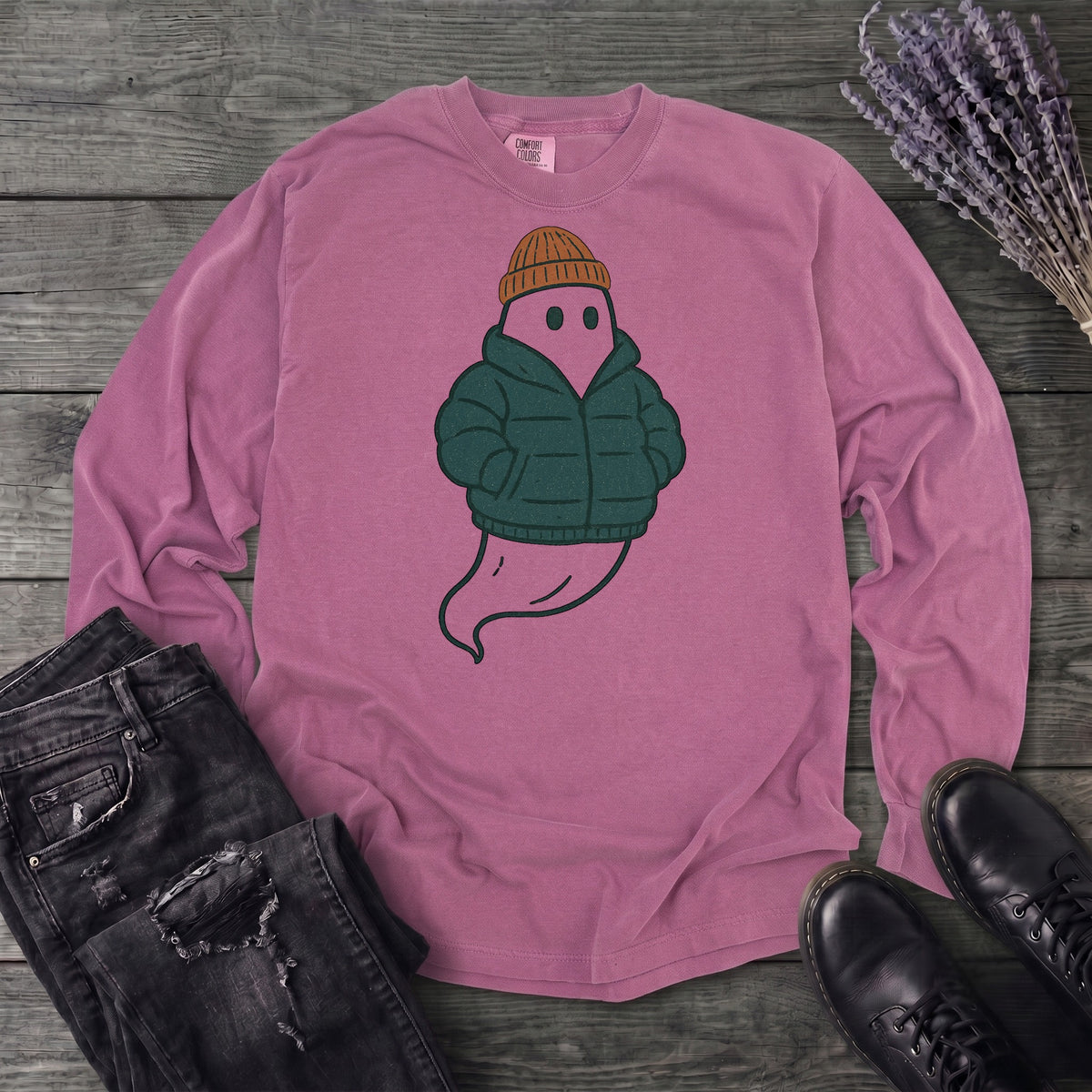 Puffer Coat Ghost Long Sleeve T-Shirt