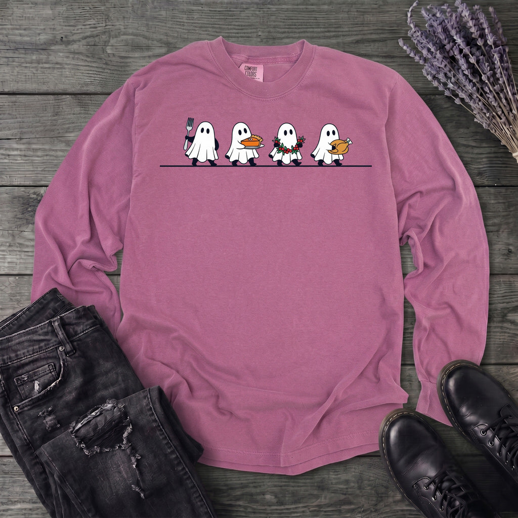 Four Ghost Thanksgiving Long Sleeve T-Shirt