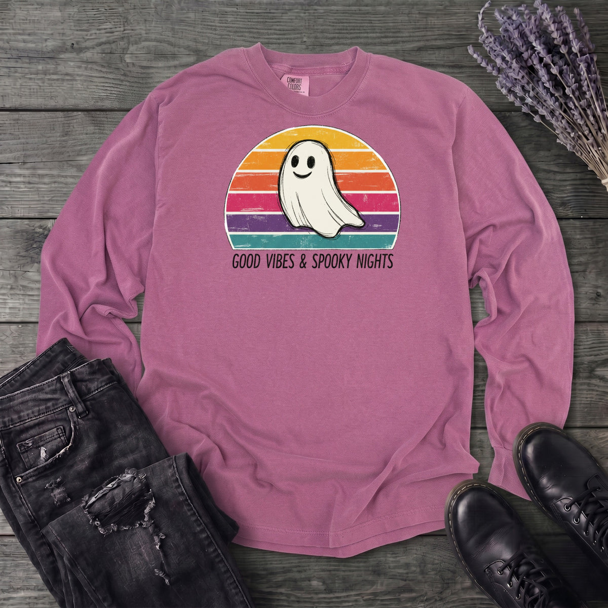 Good Vibes And Spooky Nights Long Sleeve T-Shirt