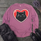 Winking Black Cat Heart Long Sleeve T-Shirt
