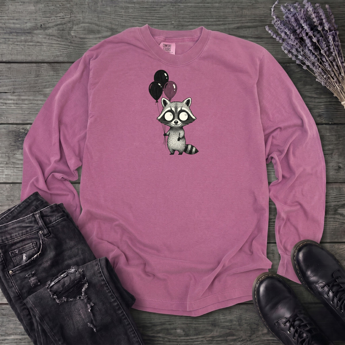 Raccoon Balloons Long Sleeve T-Shirt