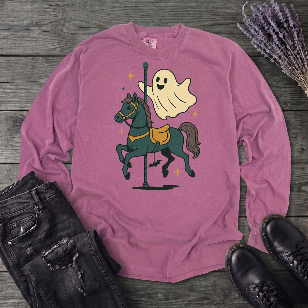 Ghost Carousel Horse Long Sleeve T-Shirt