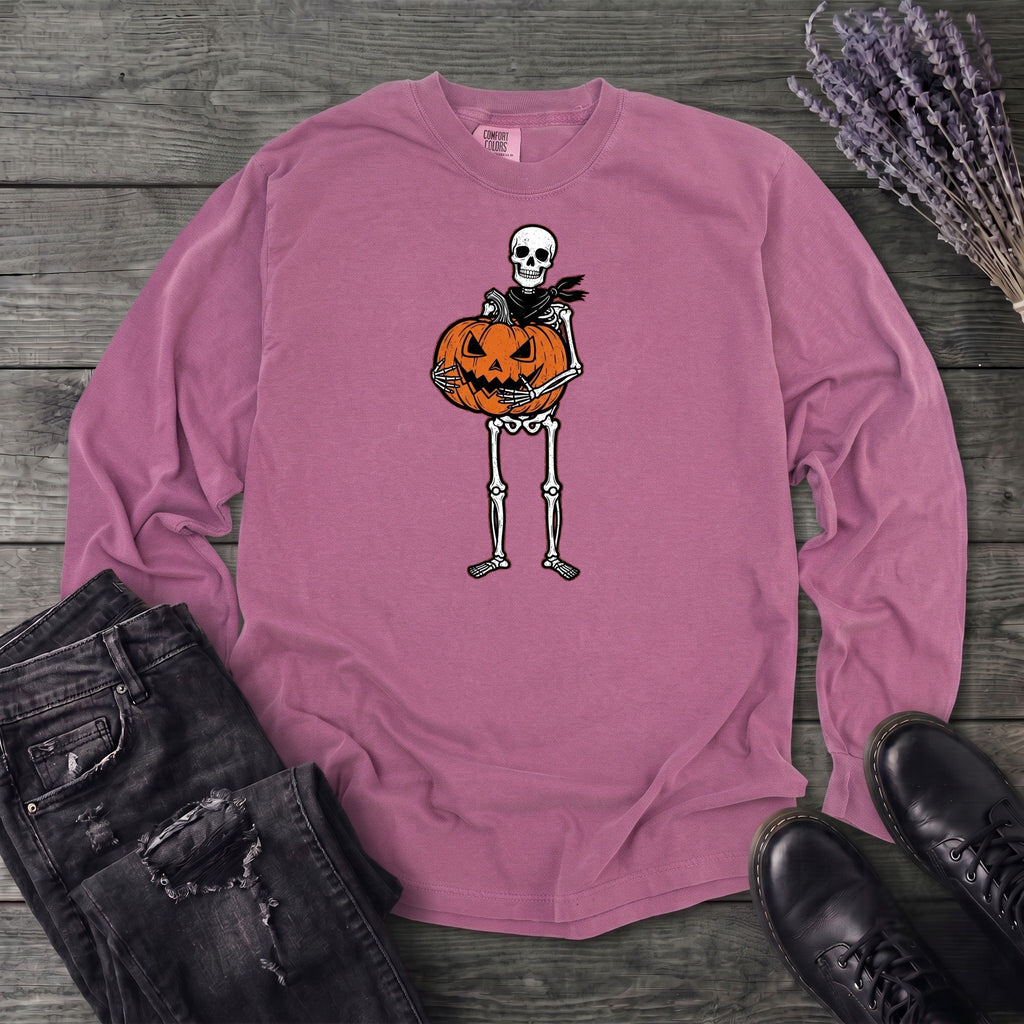 Skeleton Jack O Lantern Long Sleeve T-Shirt