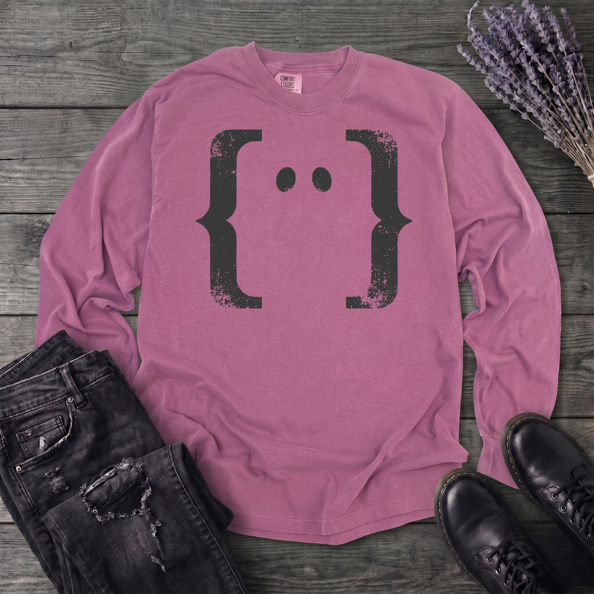Negative Space Ghost Long Sleeve T-Shirt