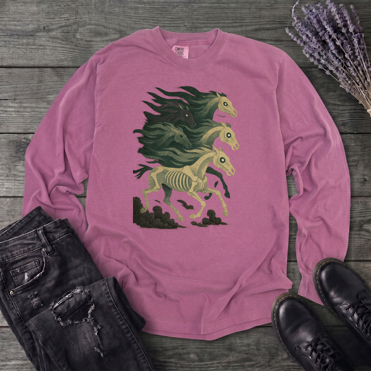 Stampeding Ghost Horses Long Sleeve T-Shirt