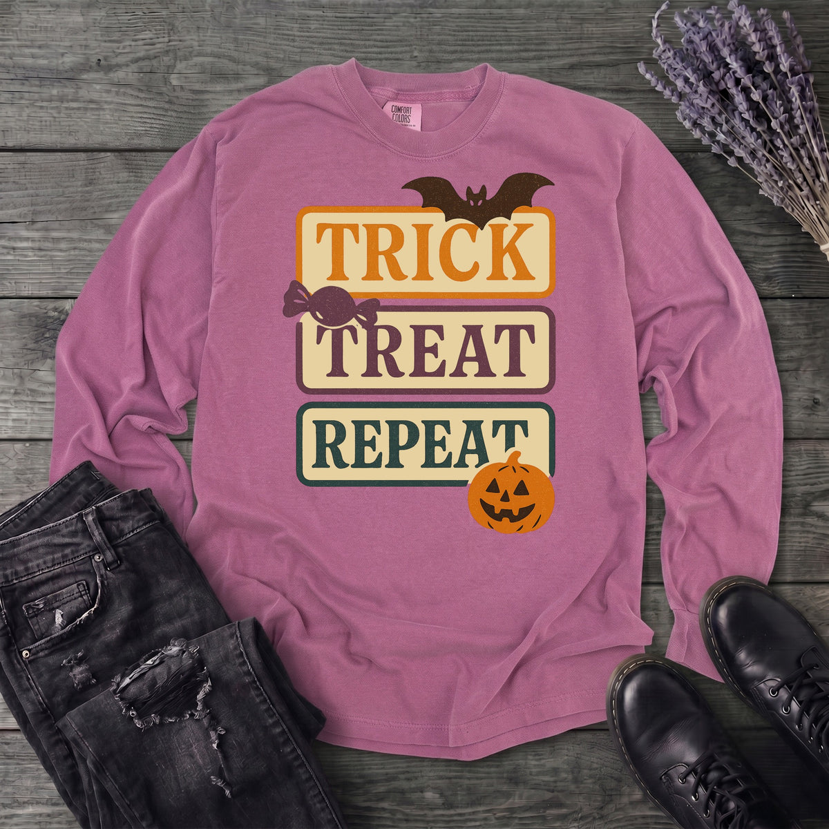 Trick Treat Repeat Muted Long Sleeve T-Shirt