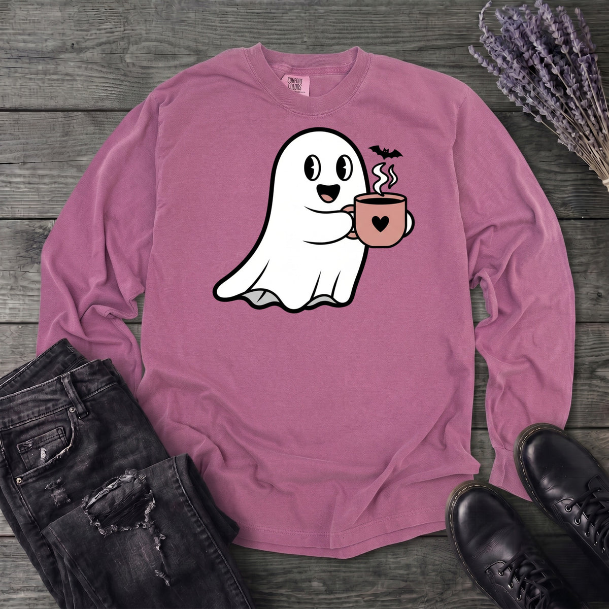 Ghost Heart Coffee Long Sleeve T-Shirt