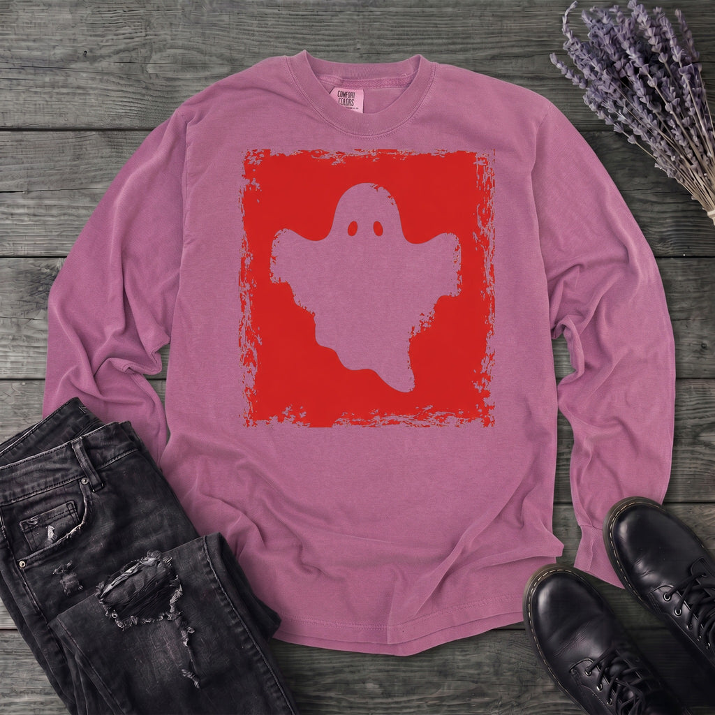 Grunge Stencil Ghost Long Sleeve T-Shirt