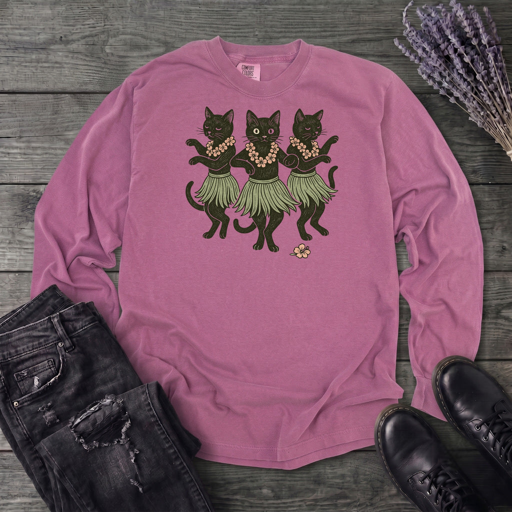 Hula Black Cat Trio Long Sleeve T-Shirt