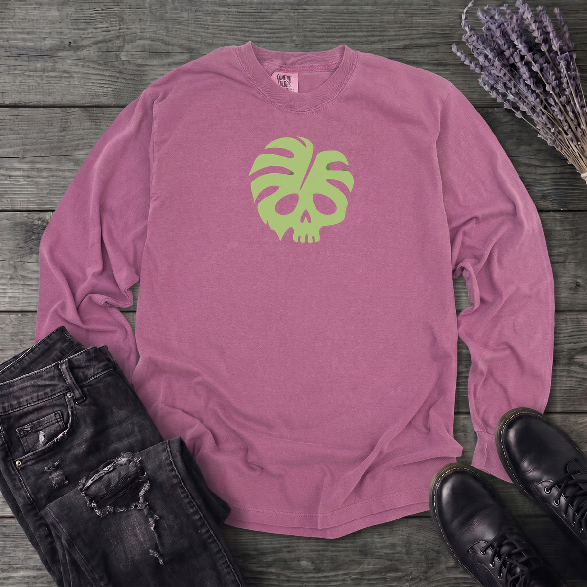 Monstera Skull Long Sleeve T-Shirt