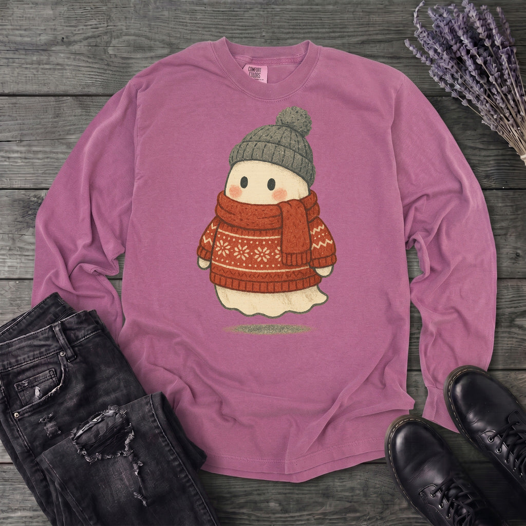 Christmas Sweater Ghost Long Sleeve T-Shirt
