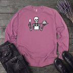 Skeleton Serving Pie Long Sleeve T-Shirt