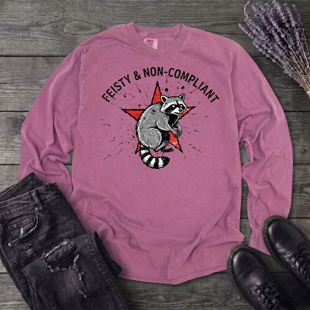 feisty non compliant raccoon Long Sleeve T-Shirt