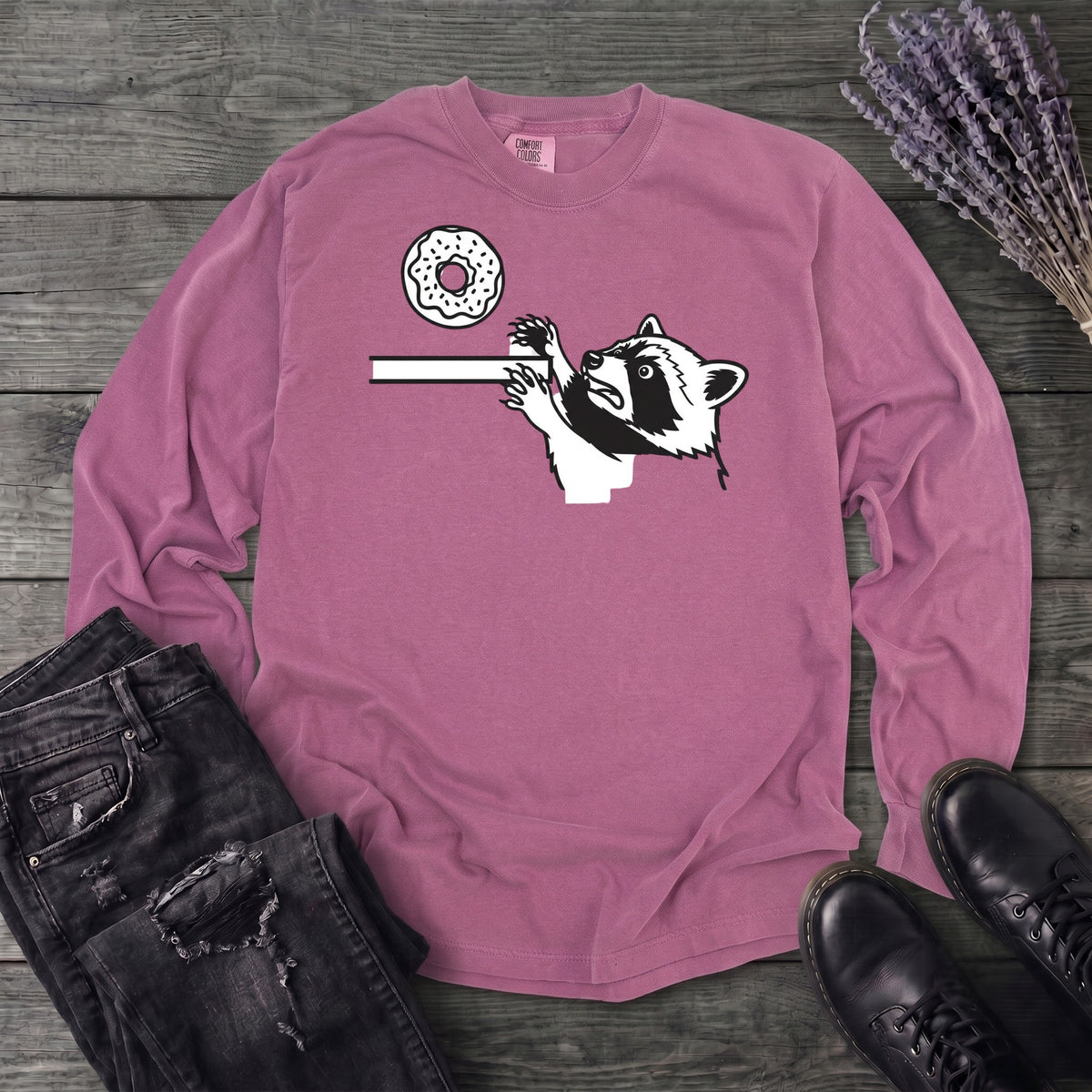 Raccoon Donut Long Sleeve T-Shirt