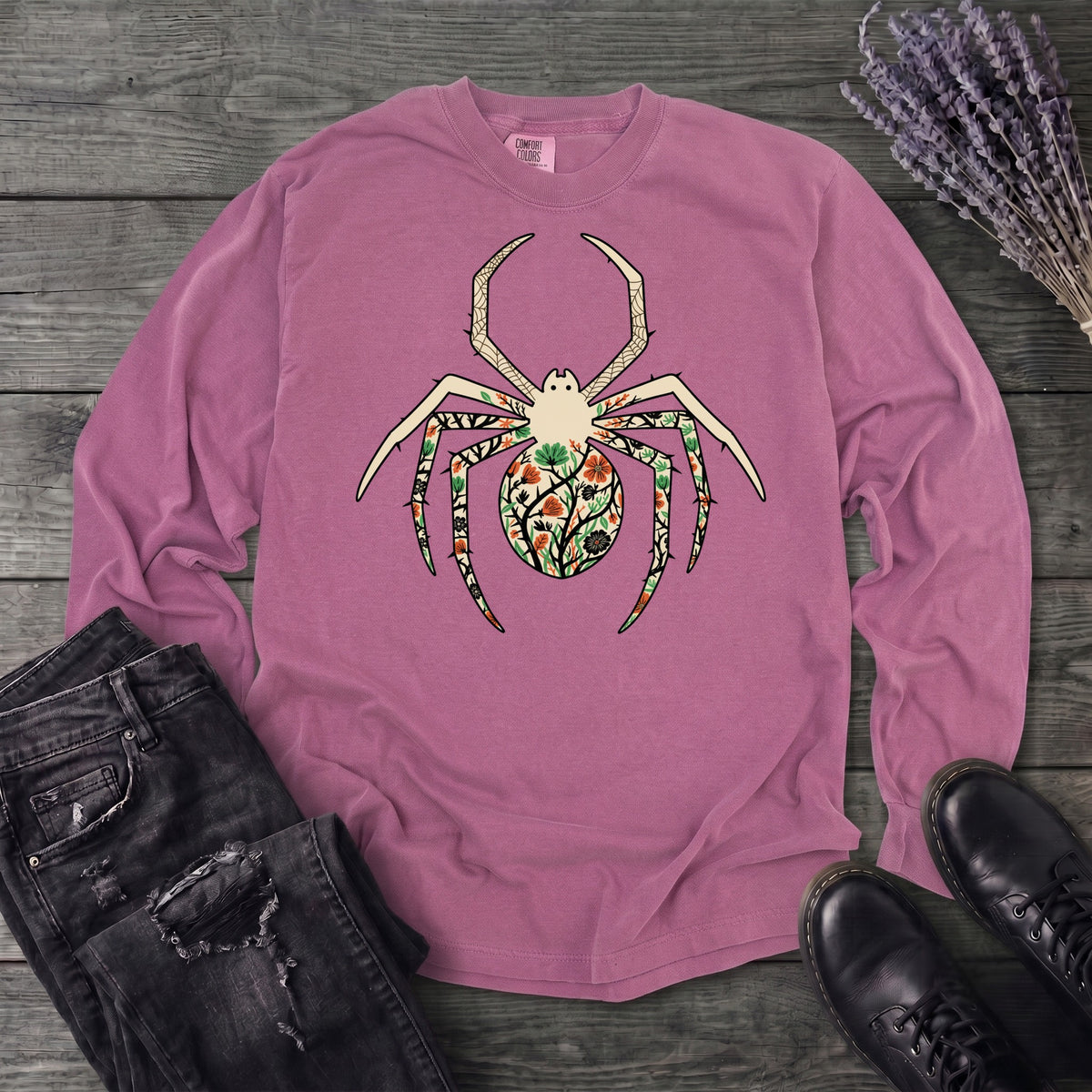boho floral spider Long Sleeve T-Shirt