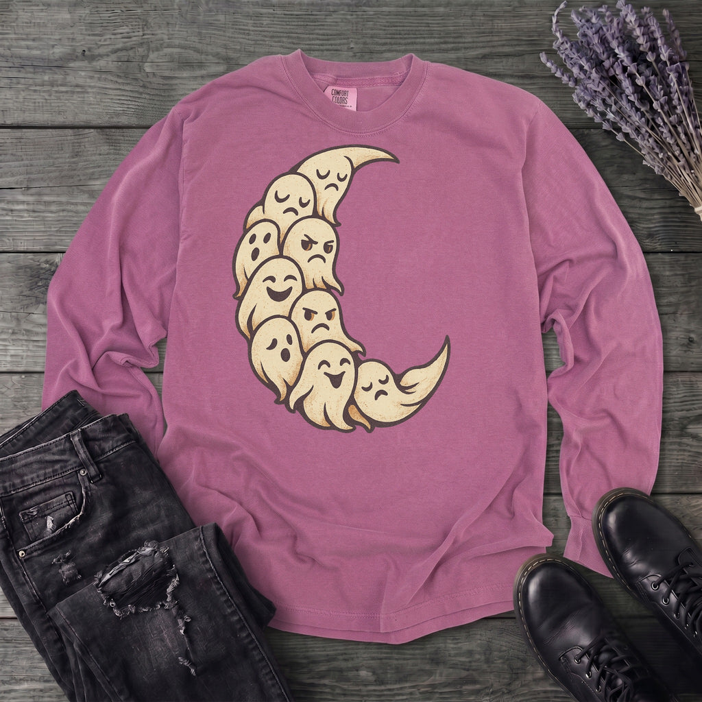 crescent moon ghosts Long Sleeve T-Shirt