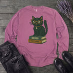 black cat glasses books Long Sleeve T-Shirt