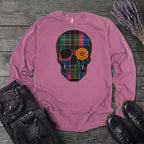 Bright Plaid Skull Long Sleeve T-Shirt