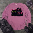Black Cat Haunted House Long Sleeve T-Shirt