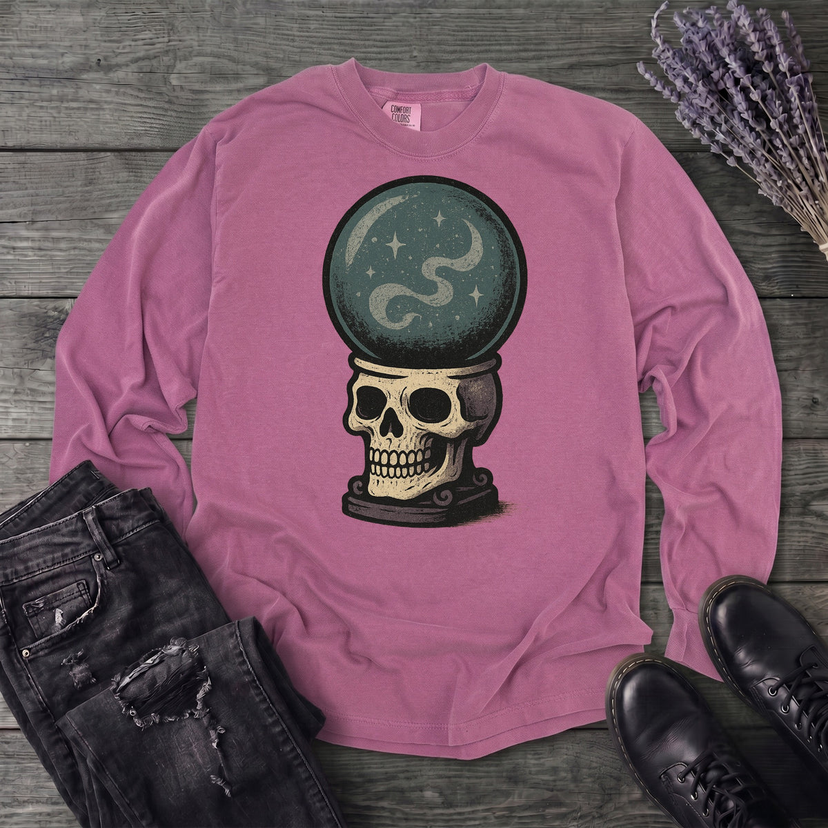 Crystal Ball Skull Long Sleeve T-Shirt