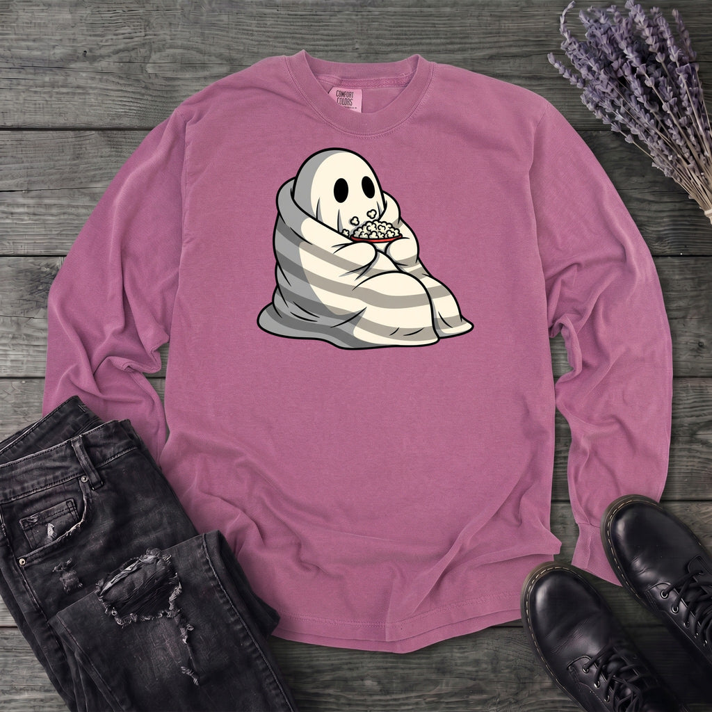 Movie Night Ghost Long Sleeve T-Shirt